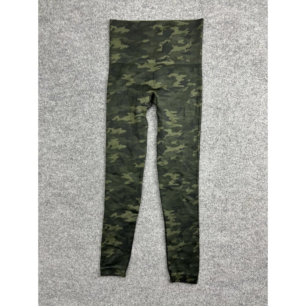 Spanx Leggings Womens Small Green Camo High Rise Shaping Ankle Yoga Gym Pants